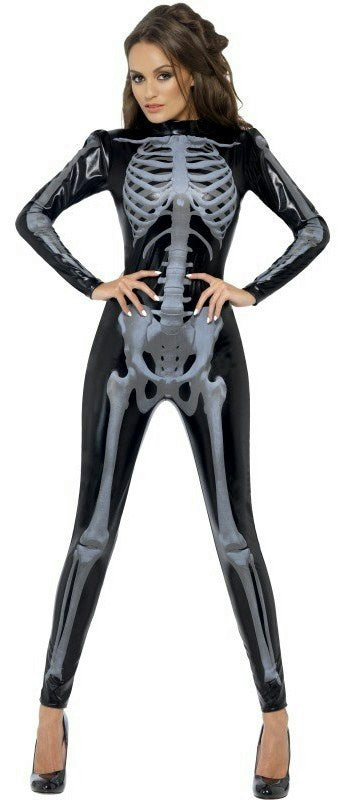 Fever Miss Whiplash Skeleton Catsuit Adult Costume Size Large by HalloweenStore.com