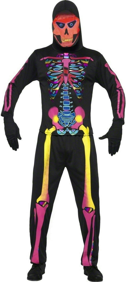 Neon Skeleton Bones Mens Costume Size XL by HalloweenStore.com