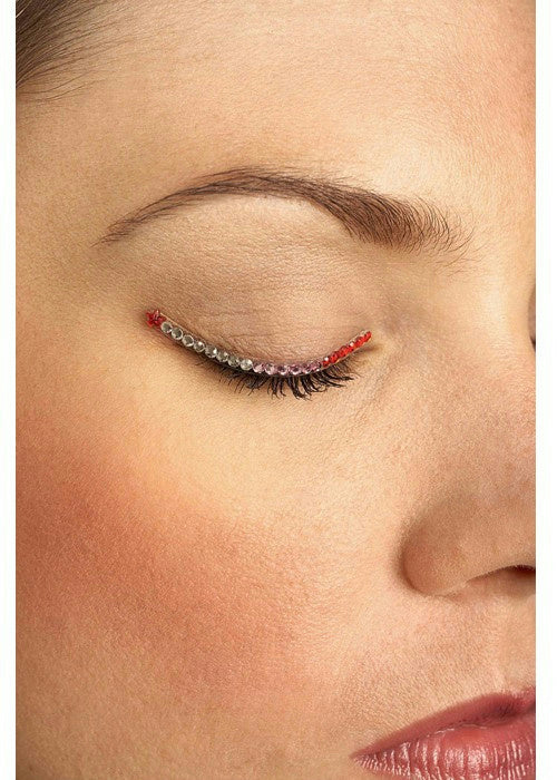 Red Pink and Silver Sparkle Eyelid Jewels Decoration For Eyes by HalloweenStore.com