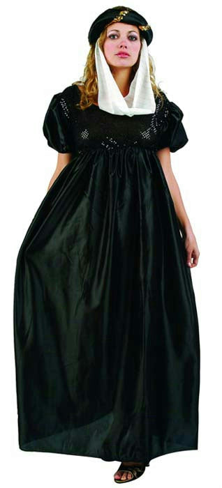 Renaissance Maiden Black Satin Costume Dress Standard Size by HalloweenStore.com