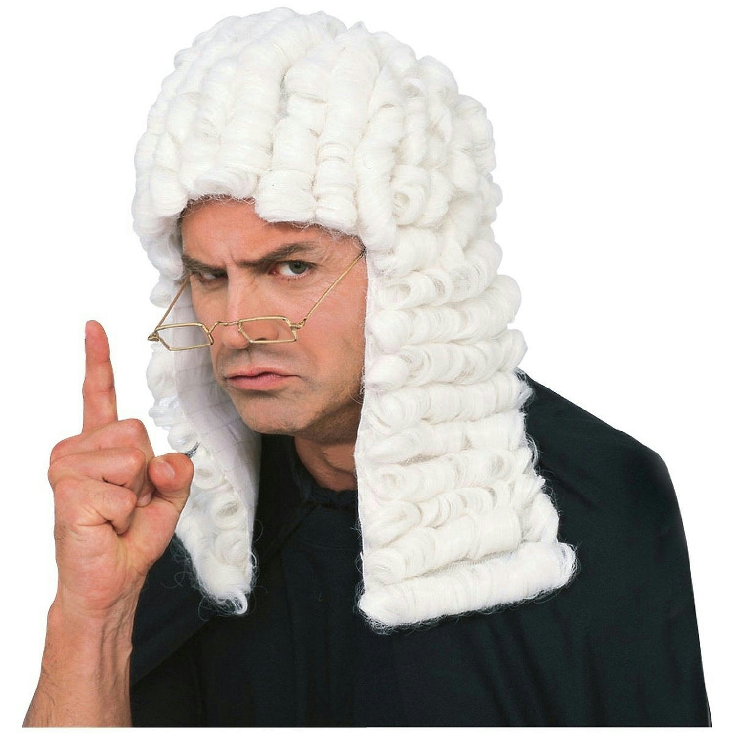 White Retro Judge Barristers Court Dress Wig by HalloweenStore.com