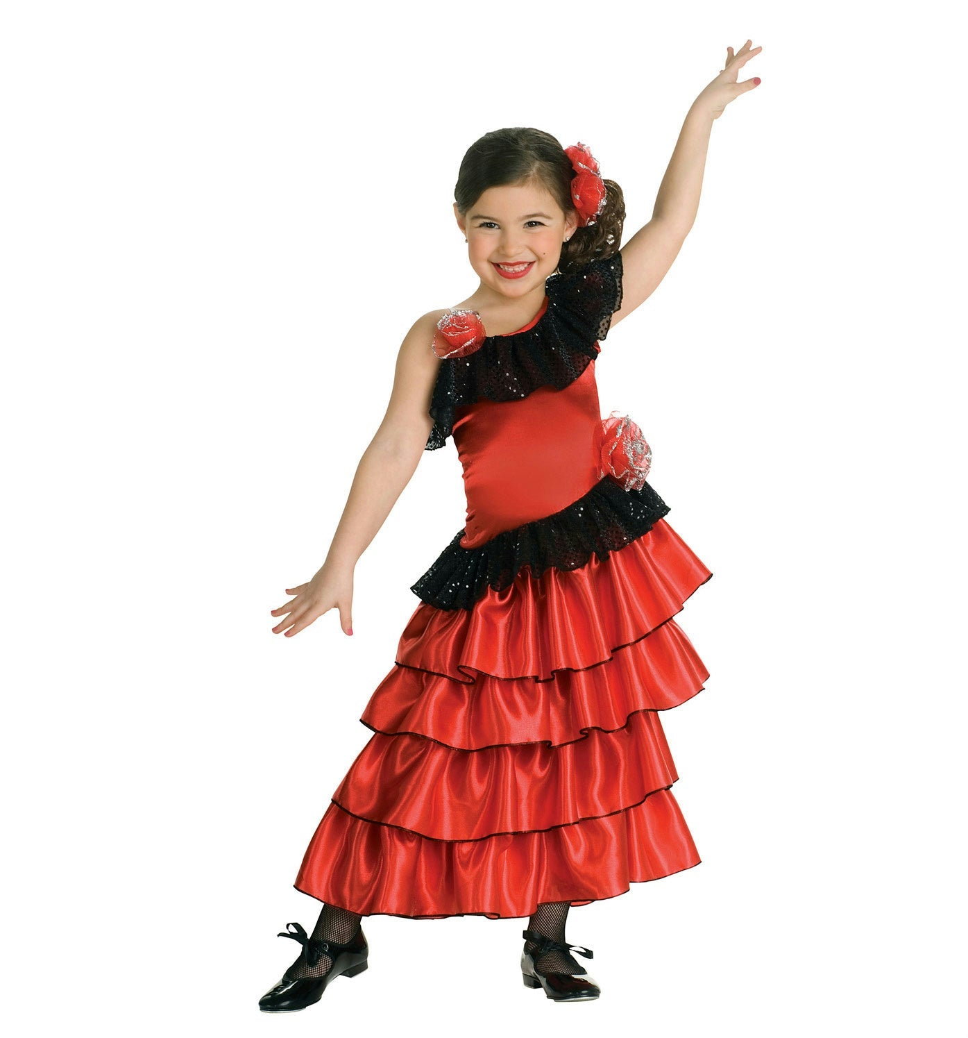 Red and Black Spanish Senorita Princess Girls Costume Size Small by HalloweenStore.com