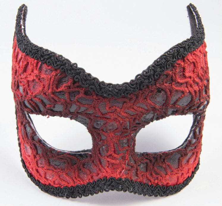 Red Lace Devil Face Mask by HalloweenStore.com