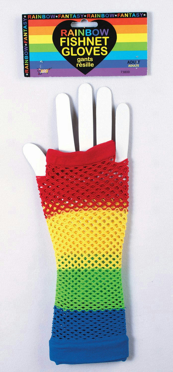 Rainbow Fishnet Adult Gloves by HalloweenStore.com