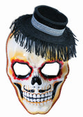 Day of the Dead Masquerade Skull Mask with Attached Mini Hat by HalloweenStore.com