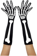 Smiffys Adult Skeleton Elbow Length Halloween Costume Black Bone Print Gloves by HalloweenStore.com