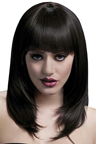 Smiffy's Fever High Quality Brown Feathered Tanja Wig with Bangs & Natural Part by HalloweenStore.com
