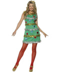 Women's Christmas Tree Adult Costume Dress and Headband Size Small 4-6 by HalloweenStore.com