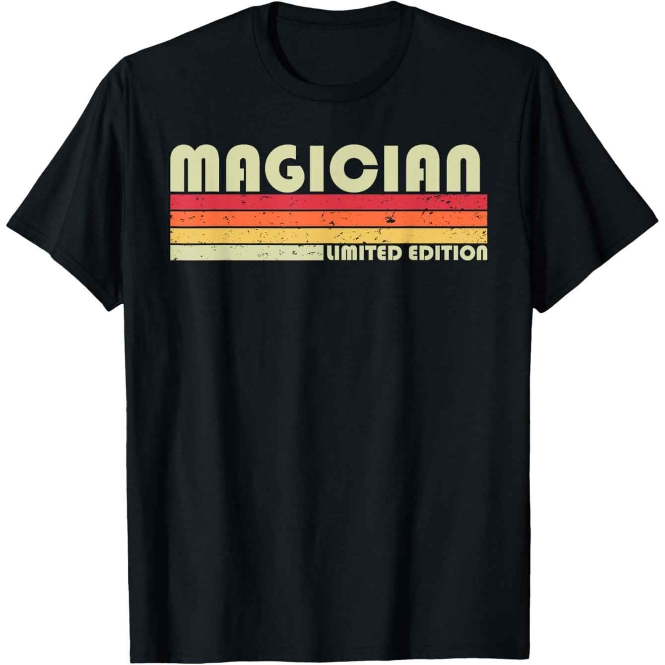Funny Magician Graphic T-Shirt - Black with Magician Hat & Wand Design - Unisex Casual Short Sleeve Round Neck Tee - Magician Job Title Shirt for Magicians, Magicians, Magician Shirt, Magician T Shirt, Magician T Shirt For Men