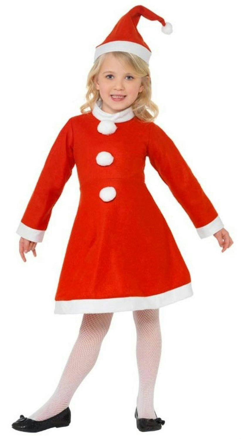 Smiffy's Child Santa Girl Ms Claus Costume Dress and Hat Small Ages 4-6 by HalloweenStore.com