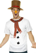 Smiffys Men's Funny Christmas Snowman Instant Kit T-Shirt Hat Nose Costume Set by HalloweenStore.com