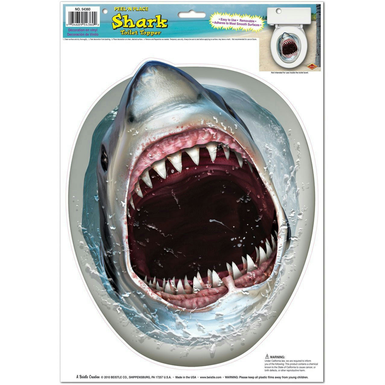Peel 'N Place Shark Toilet Topper Joke Gag by HalloweenStore.com