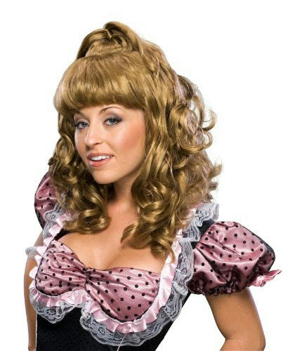 Brown Curly Partial Up Do Spicy Girl Wig by HalloweenStore.com