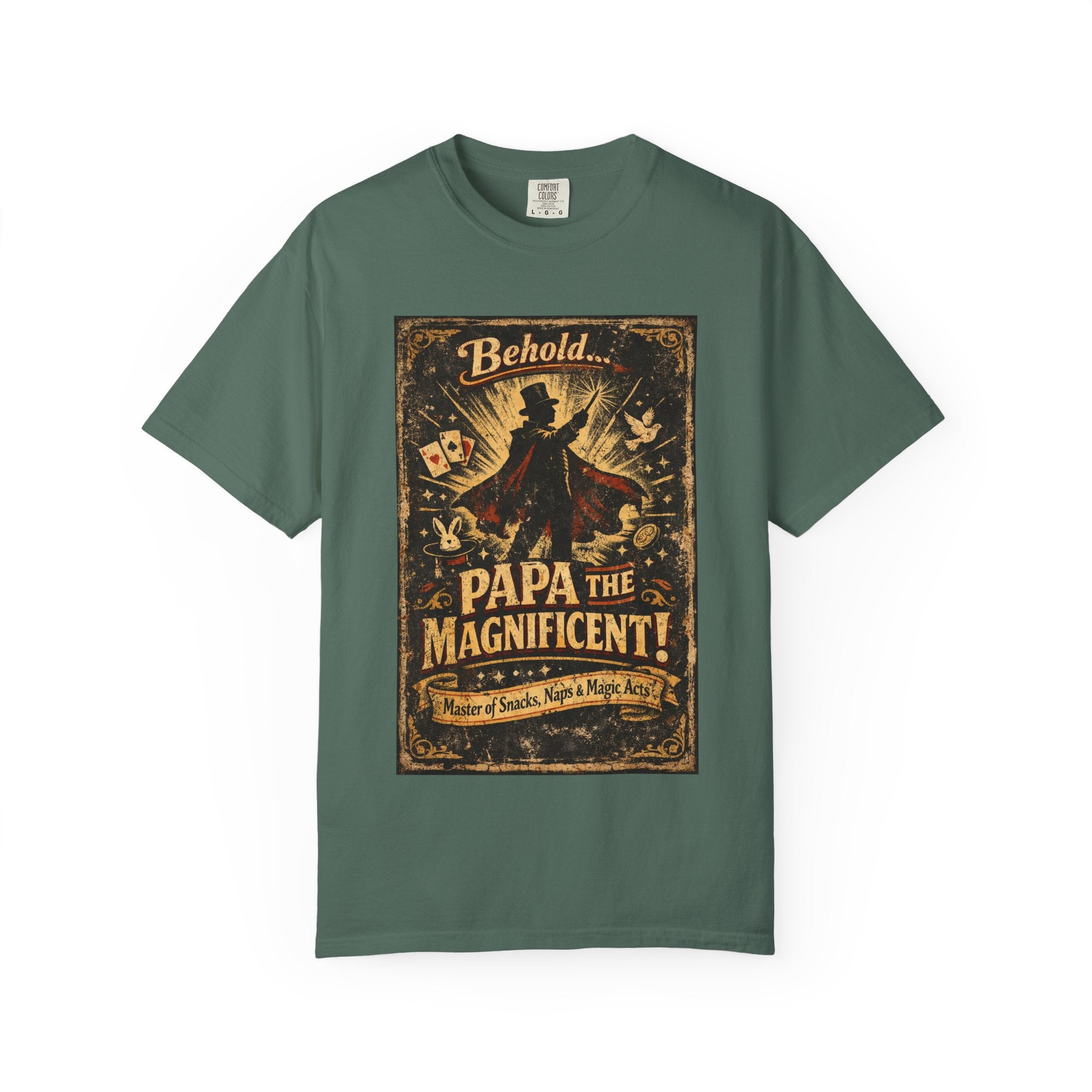Papa the Magnificent T-Shirt — Vintage Magician Poster Tee for Dads