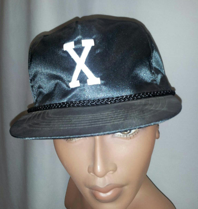 Letter 'X' Shiny Black Adjustable Adult Hat by HalloweenStore.com