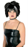 Black with White Blonde Streak Pristine Punk Wig by HalloweenStore.com