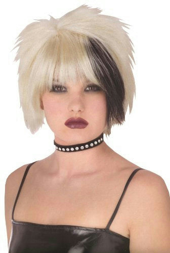 Blonde with Black Streak Pristine Punk Wig by HalloweenStore.com