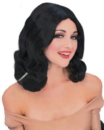Black Flowing Shoulder Length Wavy Wig by HalloweenStore.com