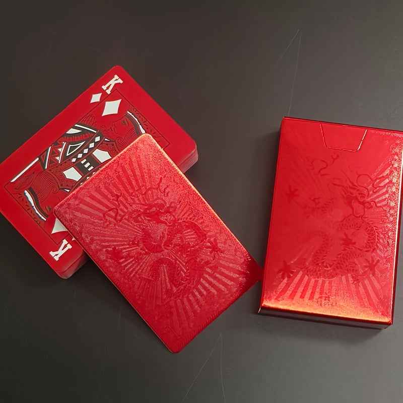 54 Golden Foil Red Series Standard Playing Cards • Made of White Core Paper Material, Surface Is Coated with a High-quality Matte, Making It Sturdy and Durable • Suitable Poker Games, Magic Shows, and Prank Scenarios • Essential Props Halloween