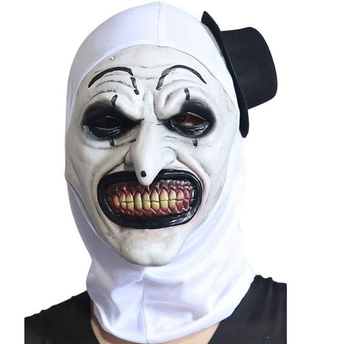 1pc Black Hat Clown Latex Mask, Classic Ghost Clown Mask with Hat - Halloween Christmas Costume Props, Men'S Stage Performance Accessories