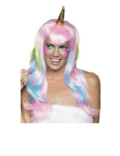 Women's Pink and Blue Unicorn Fairy Wig by HalloweenStore.com
