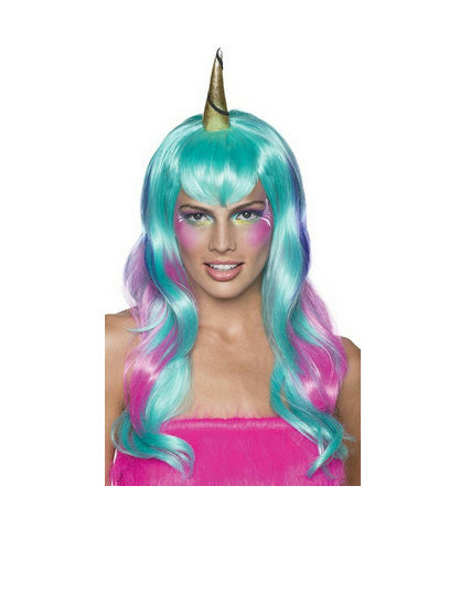 Women's Pink Purple and Pastel Blue Unicorn Fairy Wig by HalloweenStore.com