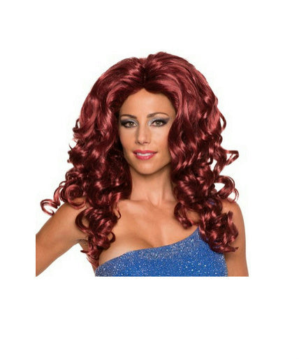 Women's Red Felicity Frappuccino Big Curly Wig by HalloweenStore.com