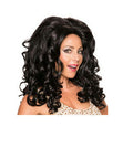 Women's Black Felicity Frappuccino Big Curly Wig by HalloweenStore.com