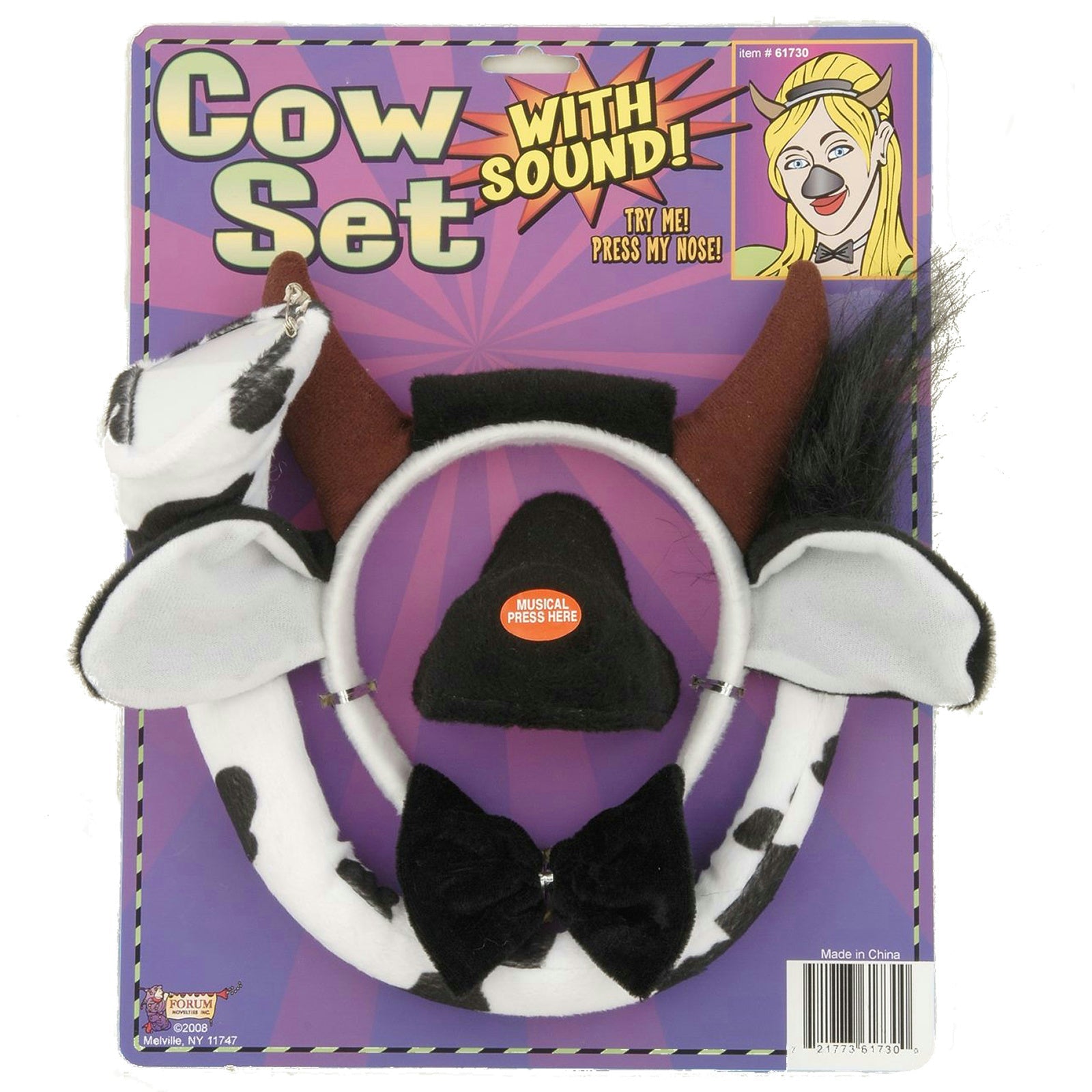 Cow Headband and Nose Ears Bow Tie Set with Sound by HalloweenStore.com