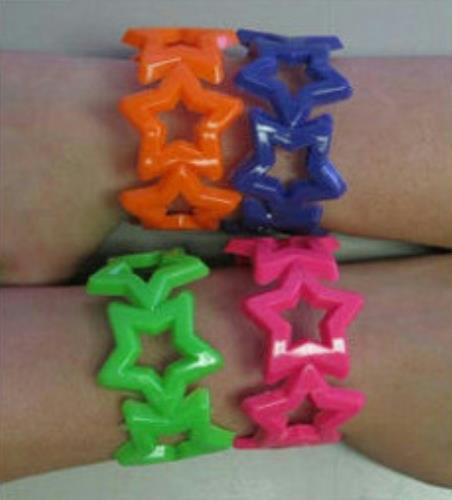 Star Bangle Bracelet Orange Club Candy Neon Colored Plastic by HalloweenStore.com