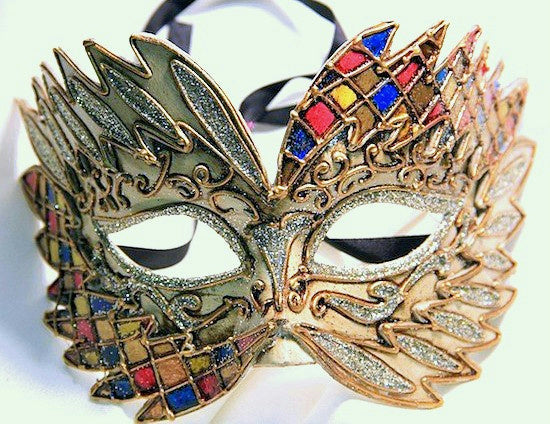 Yellow Pink Blue Falcon Mardi Gras Eye Festive Party Mask by HalloweenStore.com