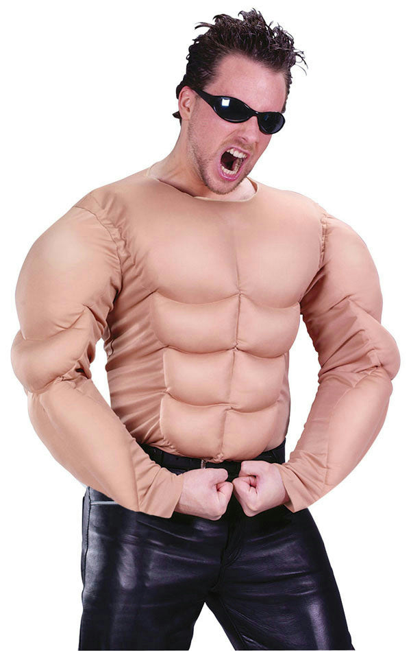 Men's Nude Beige Adult Muscle Shirt Costume Accessory by HalloweenStore.com