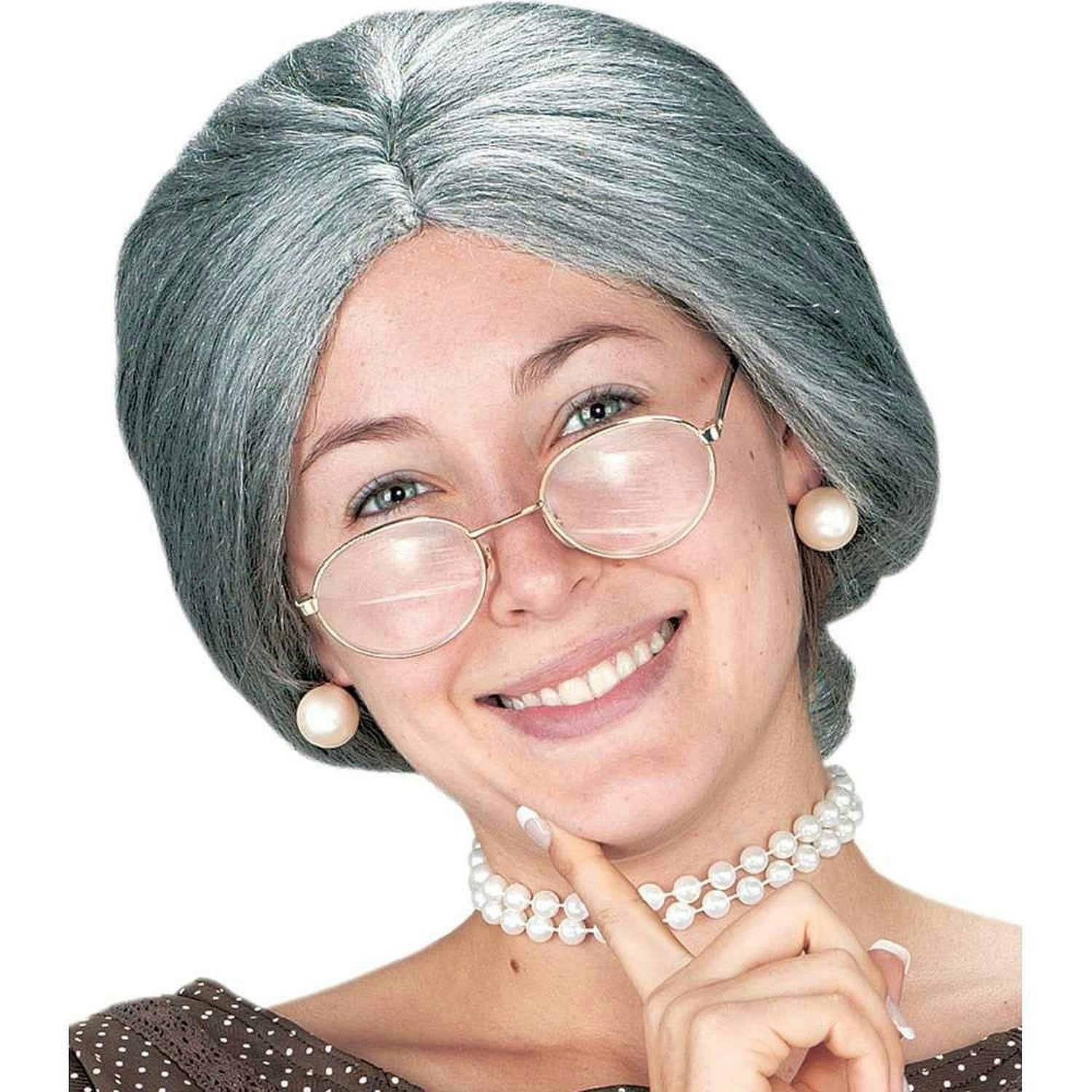 FunWorld Granny Old Lady Wig with Bun by HalloweenStore.com