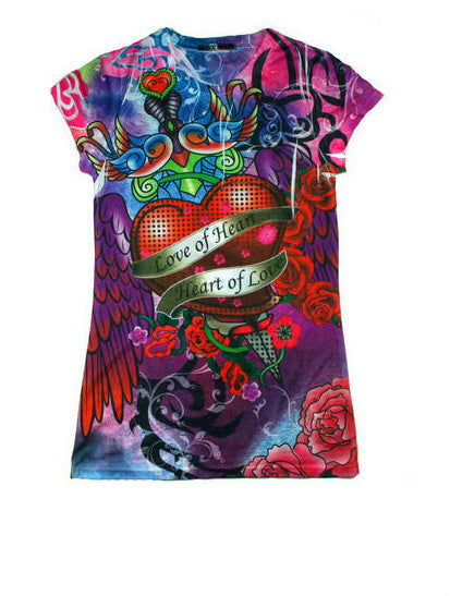 Girls Heart of Love Juniors Sublimation Fashion Shirt Size Small by HalloweenStore.com