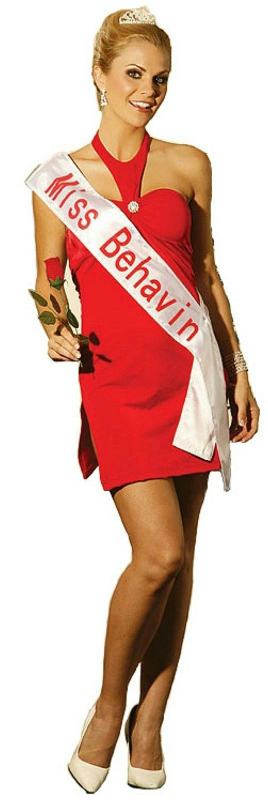 Beauty Contest Winner Miss Behavin Adult Sexy Costume Red Dress Size Large 10-14 by HalloweenStore.com