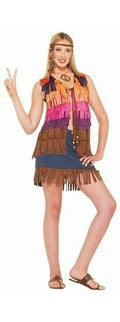 Hippie Faux Suede Multi-Colored Fringed Vest 60's Costume Accessory by HalloweenStore.com