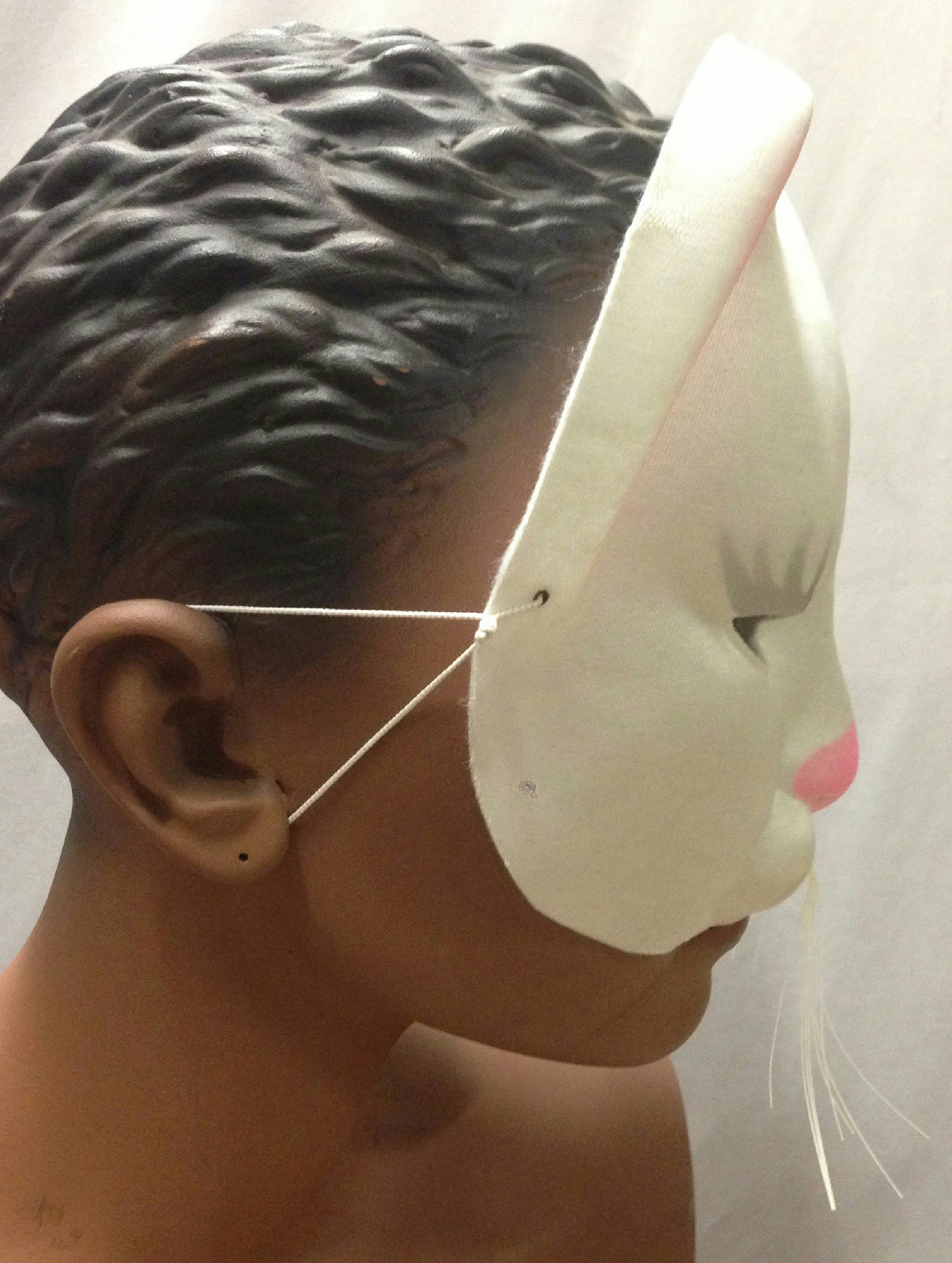 White Kitty Cat Eyemask with Whiskers Upper Face Mask by HalloweenStore.com