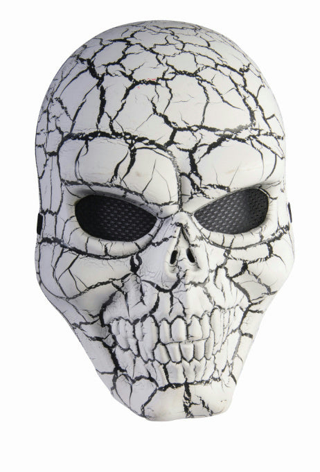 White and Black Cracked Skull Adult Face Mask by HalloweenStore.com