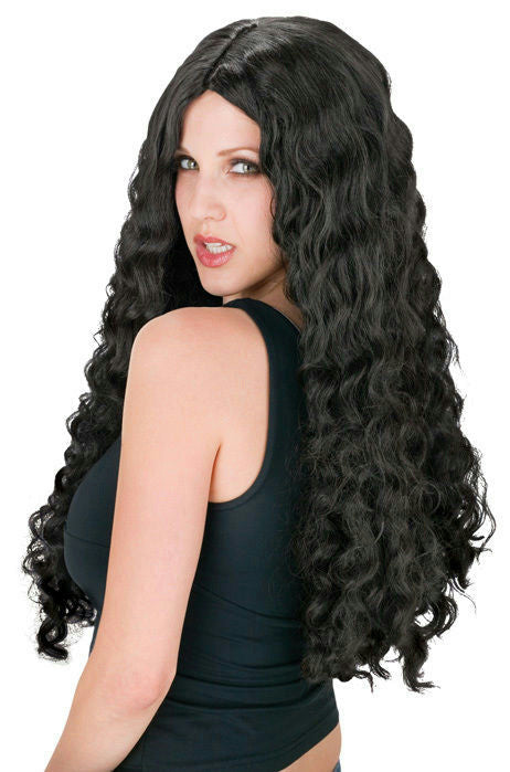 24" Black Long and Luscious Curls Wig by HalloweenStore.com