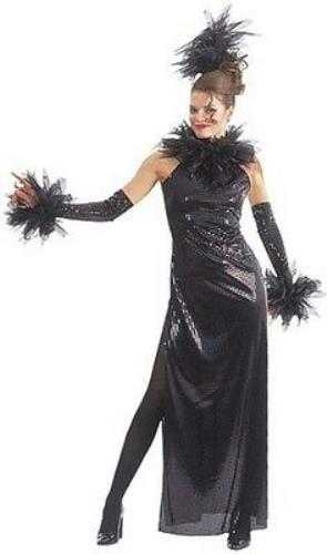 Black Temptation Adult Sequin Costume Dress Glovelets Headpiece Medium 10-14 by HalloweenStore.com
