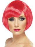 Fuchsia Pink Short Bob Babe Wig with Fringe Bangs by HalloweenStore.com