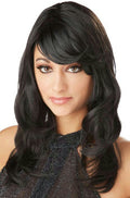 Black Lush Layers Glamorous Wig with Side Swept Bangs by HalloweenStore.com