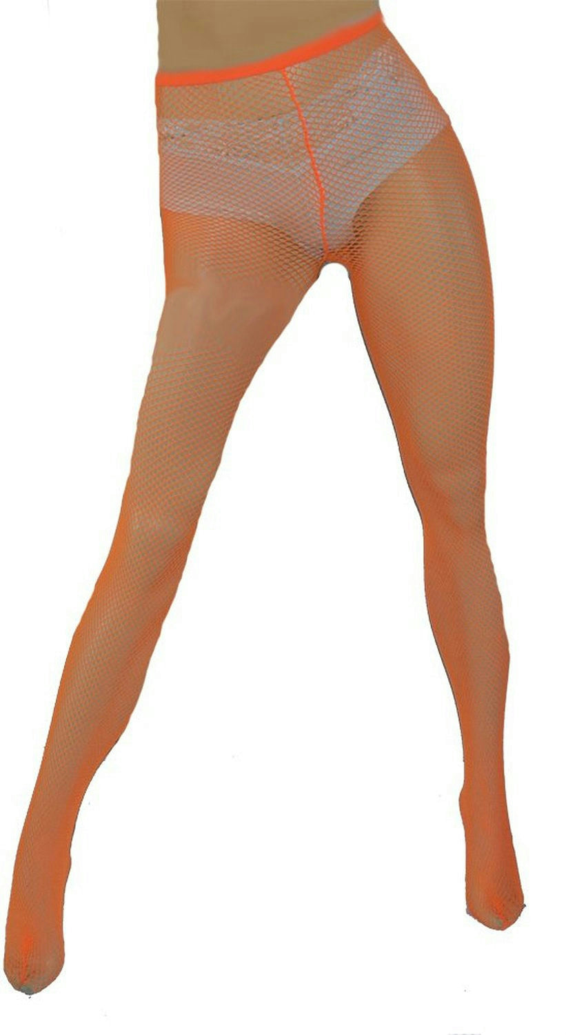 Elegant Moments Neon Orange Fishnet Pantyhose by HalloweenStore.com