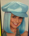 Light Blue Glitter Cap with Attached Blue Hair Wig Party Go Go Girl by HalloweenStore.com