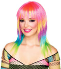 Club Candy: Candi Striped Medium Length Multi Colored Layered Wig with Bangs by HalloweenStore.com