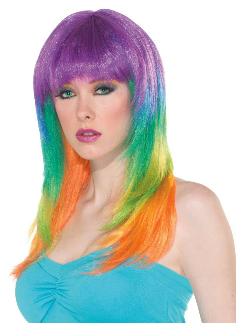 Club Candy: Candy Prism Multi-Colored Long Layered Wig with Bangs by HalloweenStore.com