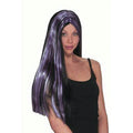 25" Black and Purple Striped Witch Wig by HalloweenStore.com