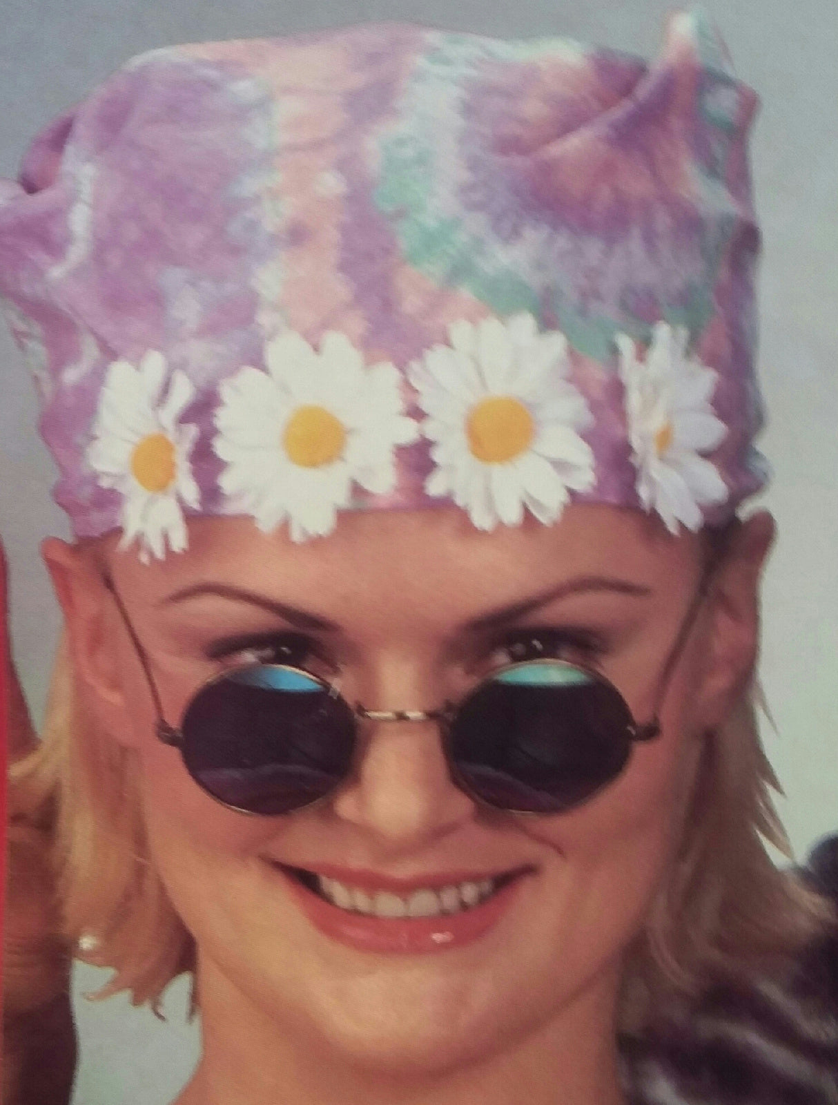 60's Tie Dye Daisy Bandana with Peace Sign Hippie Glasses Costume Accessory Kit by HalloweenStore.com