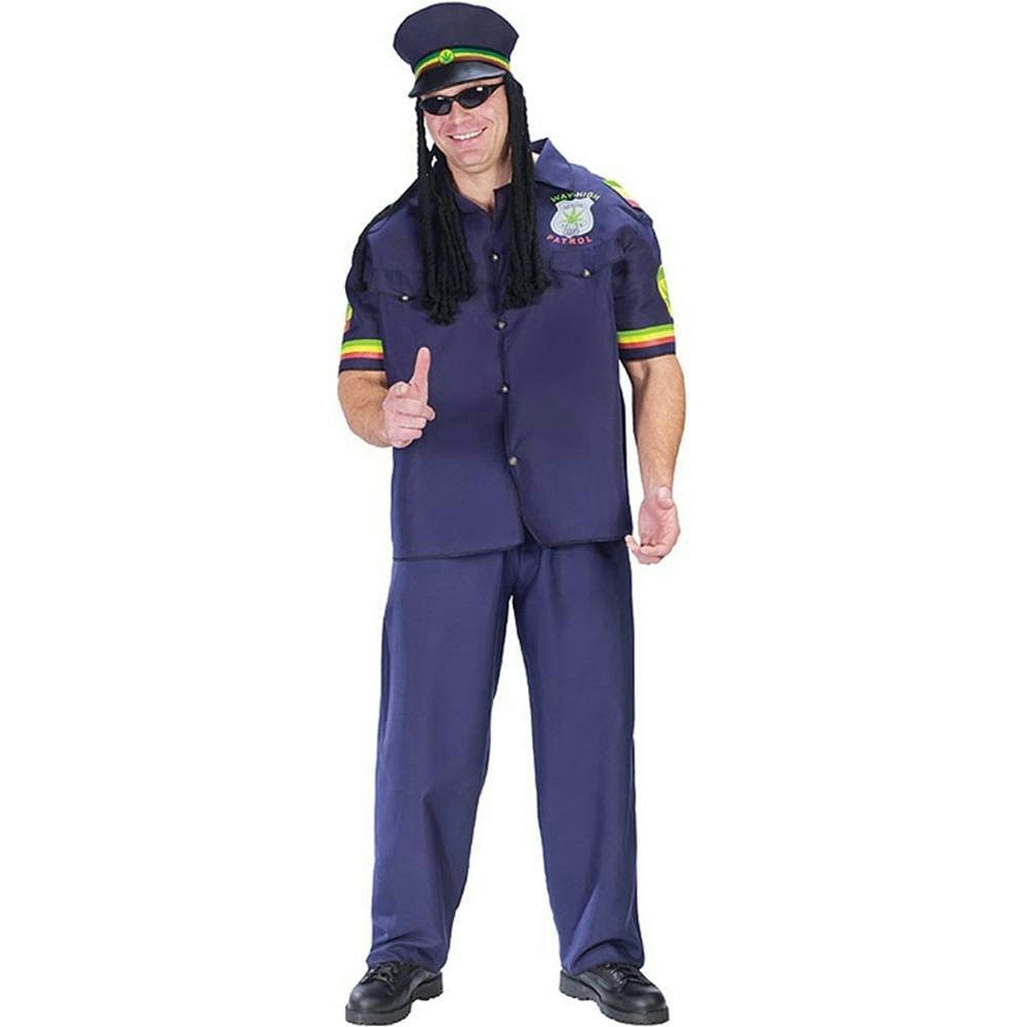 Way High Patrolman Jamaican Rasta Pothead Cop Adult Costume by HalloweenStore.com