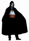 Wizard Vampire Black Nylon Hooded Cape Full Length 56" by HalloweenStore.com